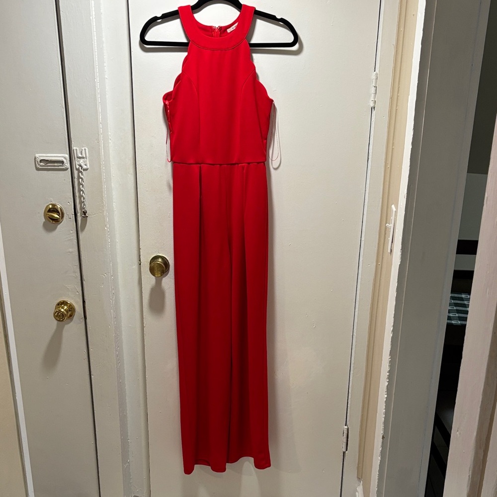 Elegant Red Sleeveless Jumpsuit